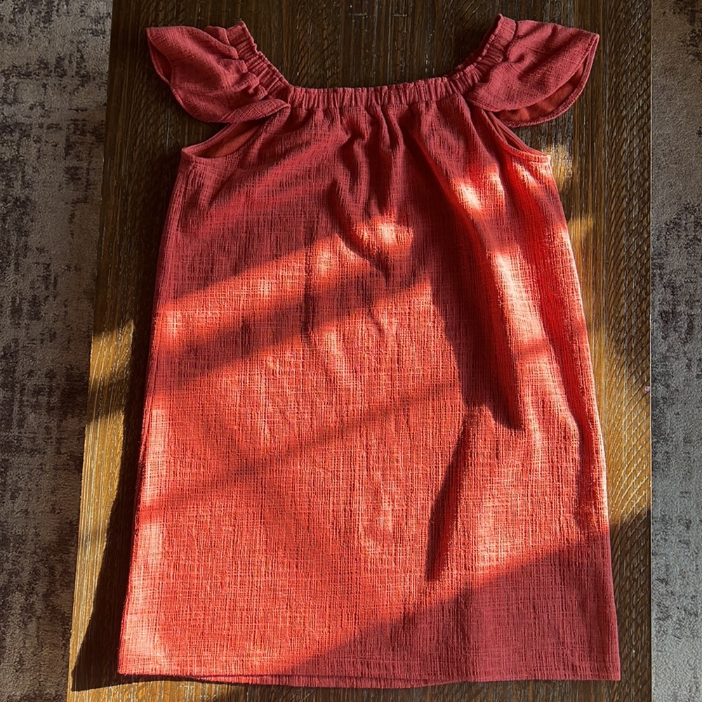 Madewell Eloise Orange Rust Color Off-The-Shoulder Flutter Sleeve Dress Size S